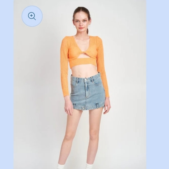 Emory Park Knit Crochet Crop Top Size Small - Picture 5 of 10